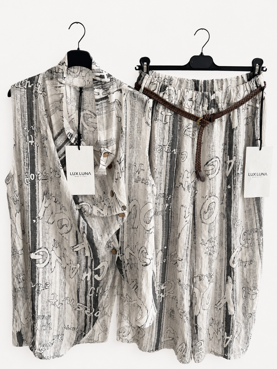 Conjunto 100% linho - desenhos
