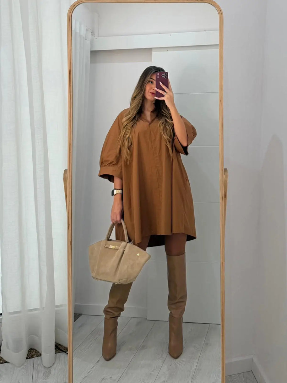 Vestido Oversize Com Bolsos