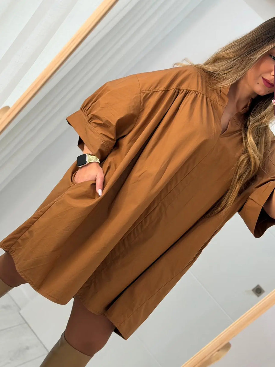 Vestido Oversize Com Bolsos