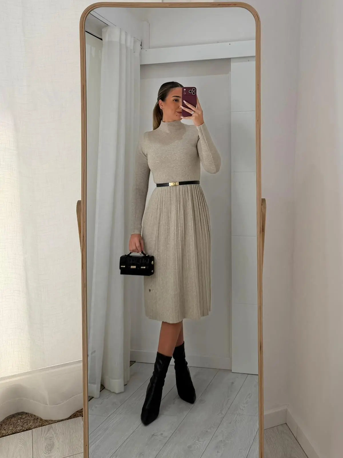 Vestido Malha Plissado