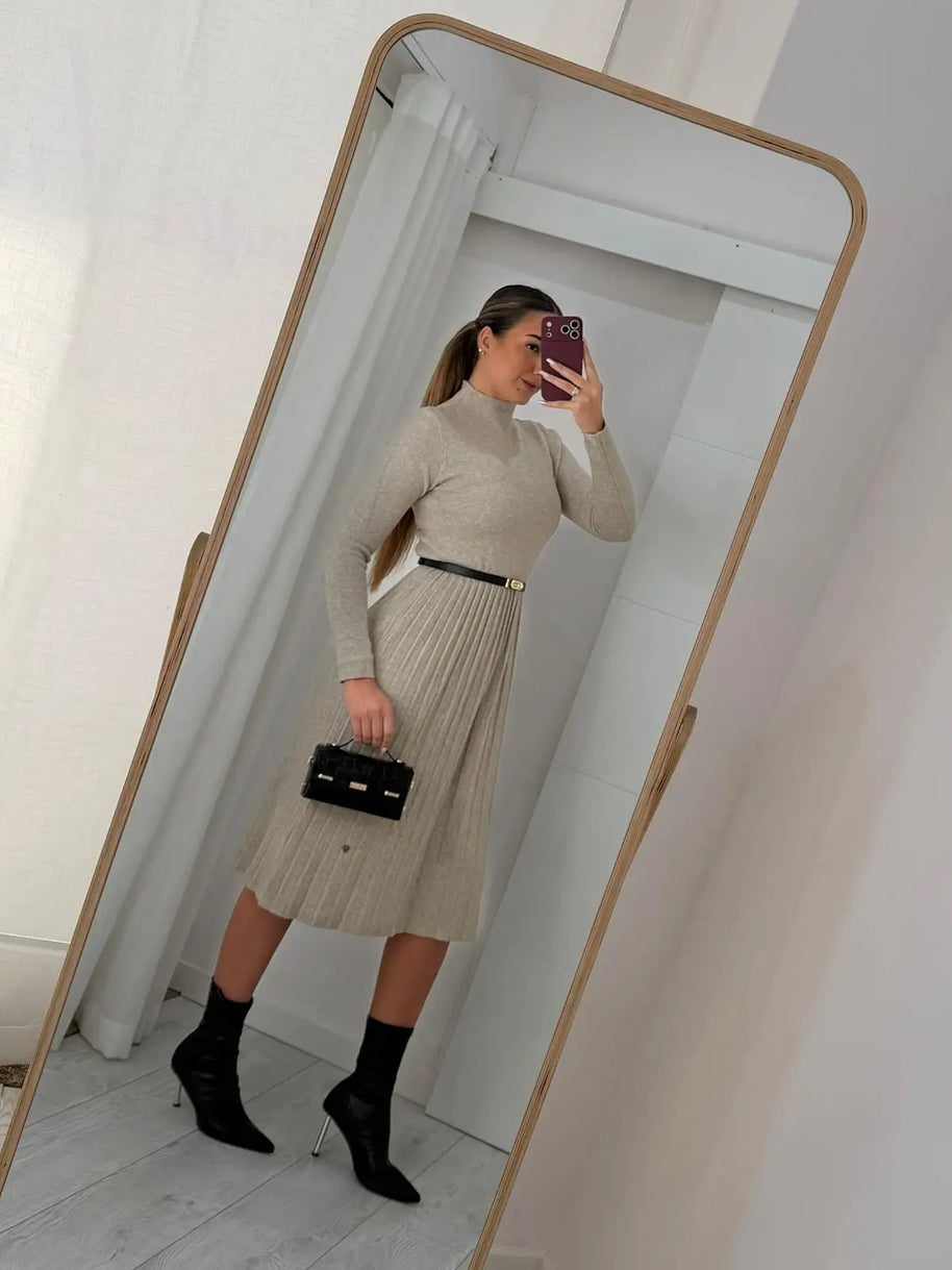 Vestido Malha Plissado