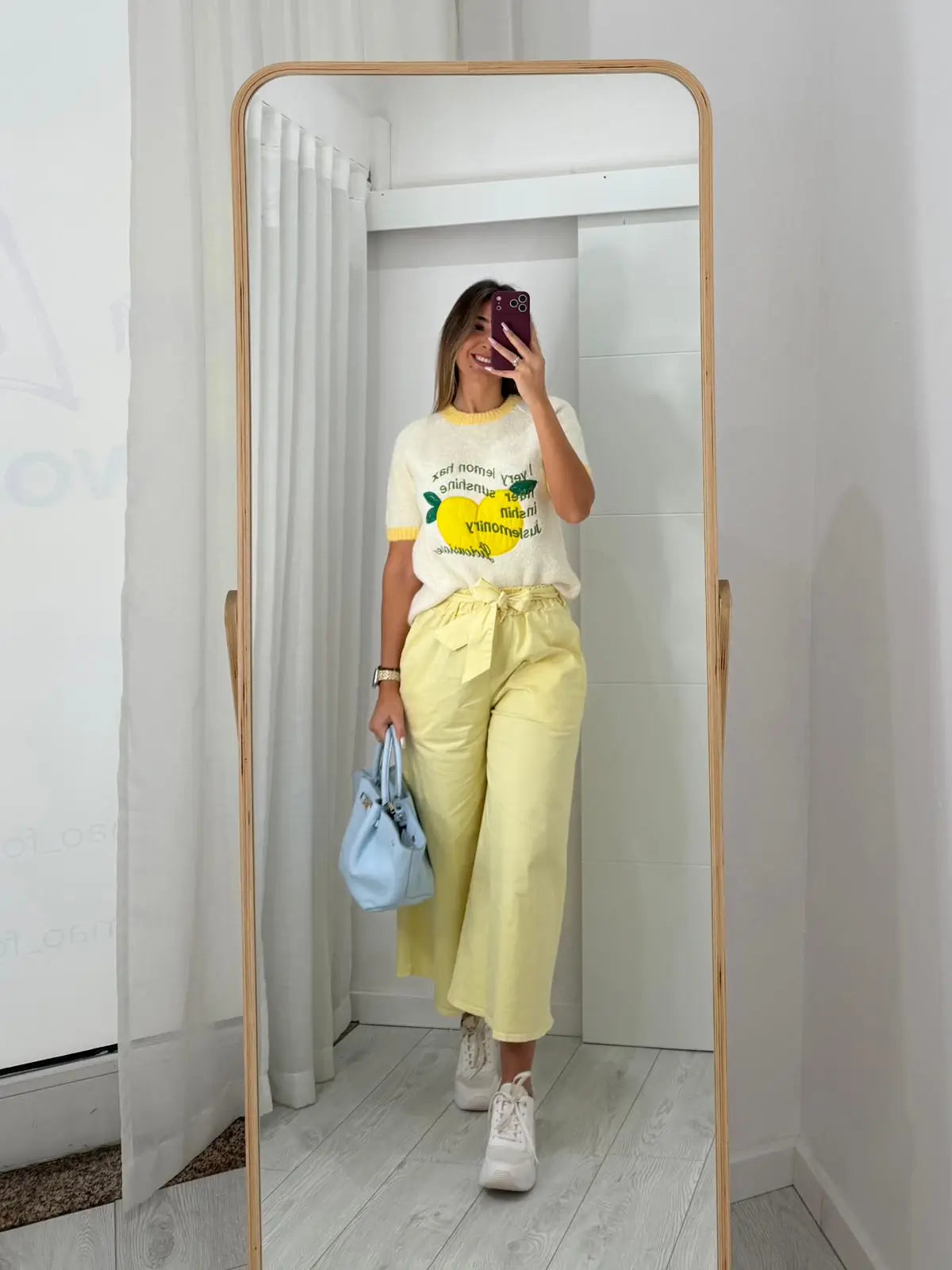Calça Pantalona Amarelo Claro