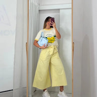 Calça Pantalona Amarelo Claro