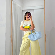 Calça Pantalona Amarelo Claro
