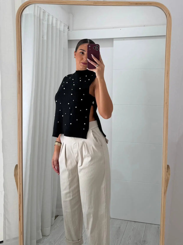 Colete Preto Com Pedra Brilhante