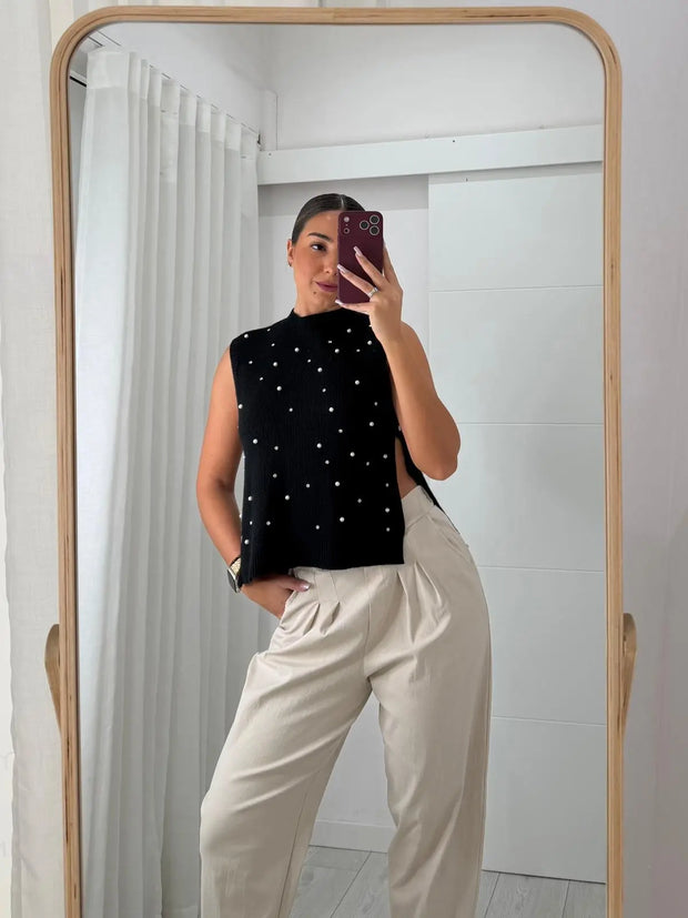 Colete Preto Com Pedra Brilhante