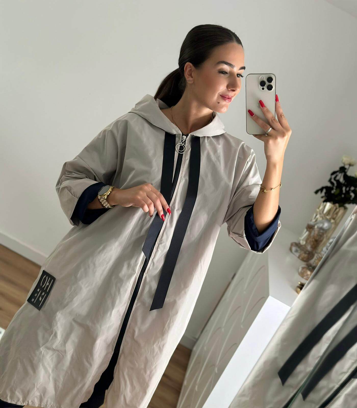 Parka Comprida Hope Bege Pérola