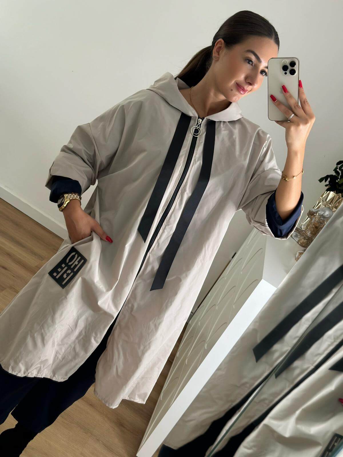 Parka Comprida Hope Bege Pérola