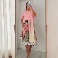 Vestido Fluido Com Bolsos Rosa