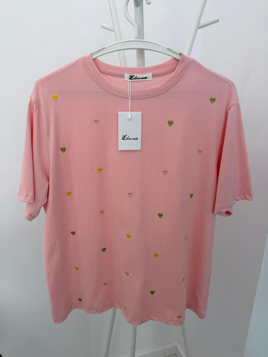 Tshirt Coração Rosa