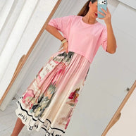 Vestido Fluido Com Bolsos Rosa