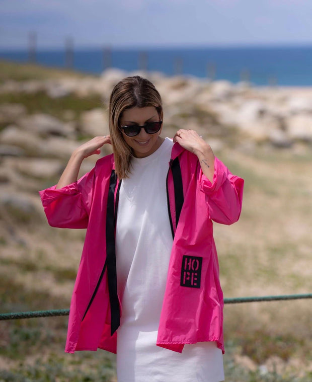 Parka Curta Hope Com Bolsos Rosa Choque