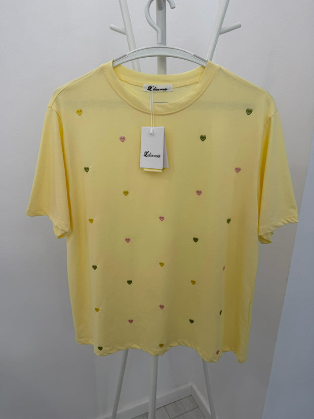 Tshirt Coração Amarela