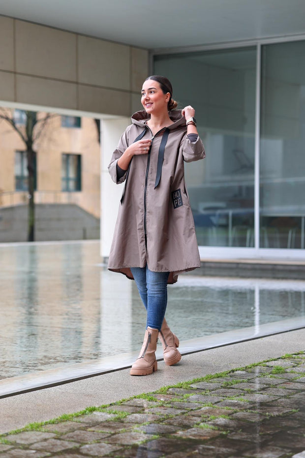 Parka Comprida Hope Com Bolsos Taupe