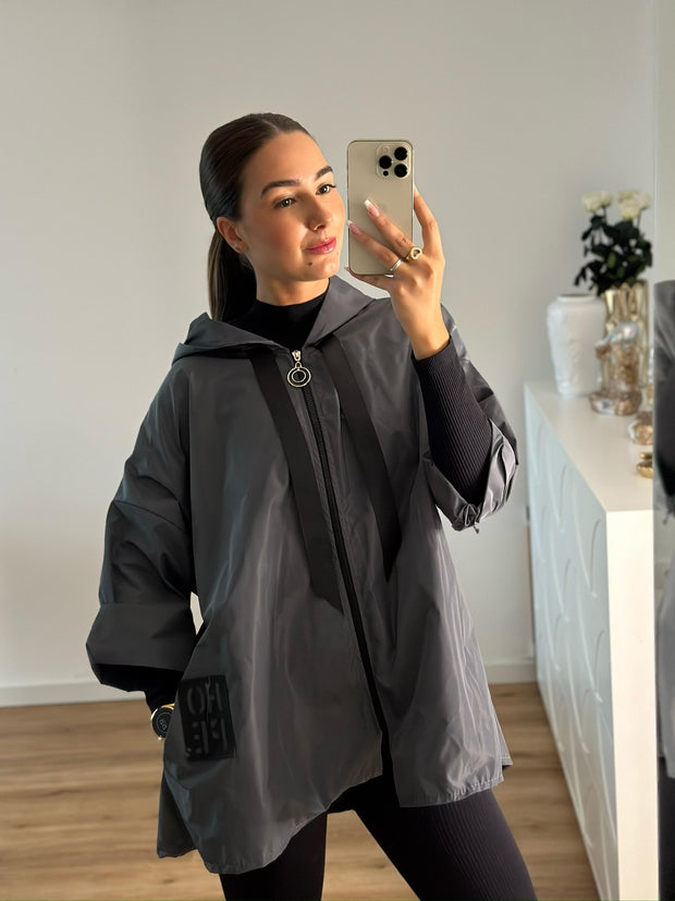 Parka Curta Hope Com Bolsos Cinzenta