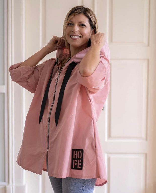 Parka Curta Hope Com Bolsos Rosa Velho